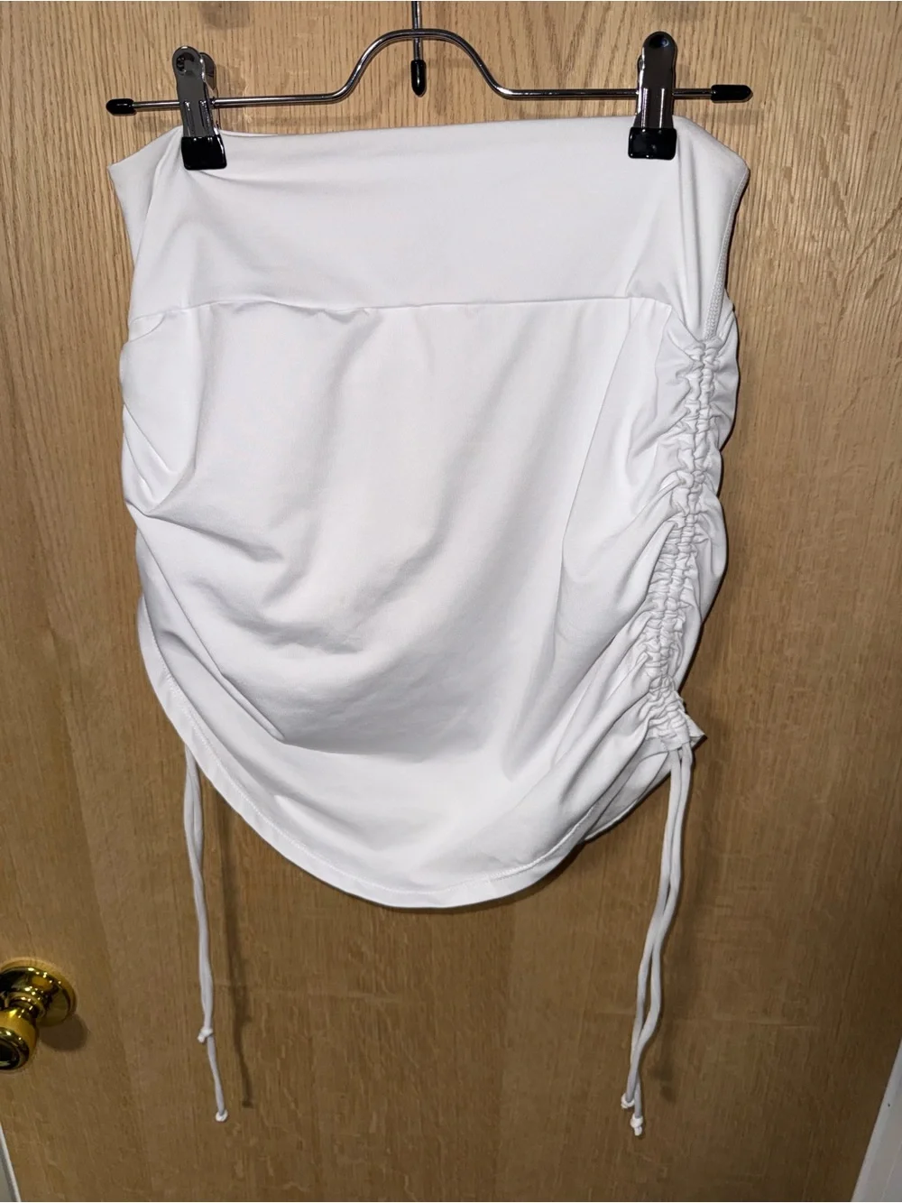 SHEIN White Ruched Drawstring Mini Skirt medium - Picture 3 of 3